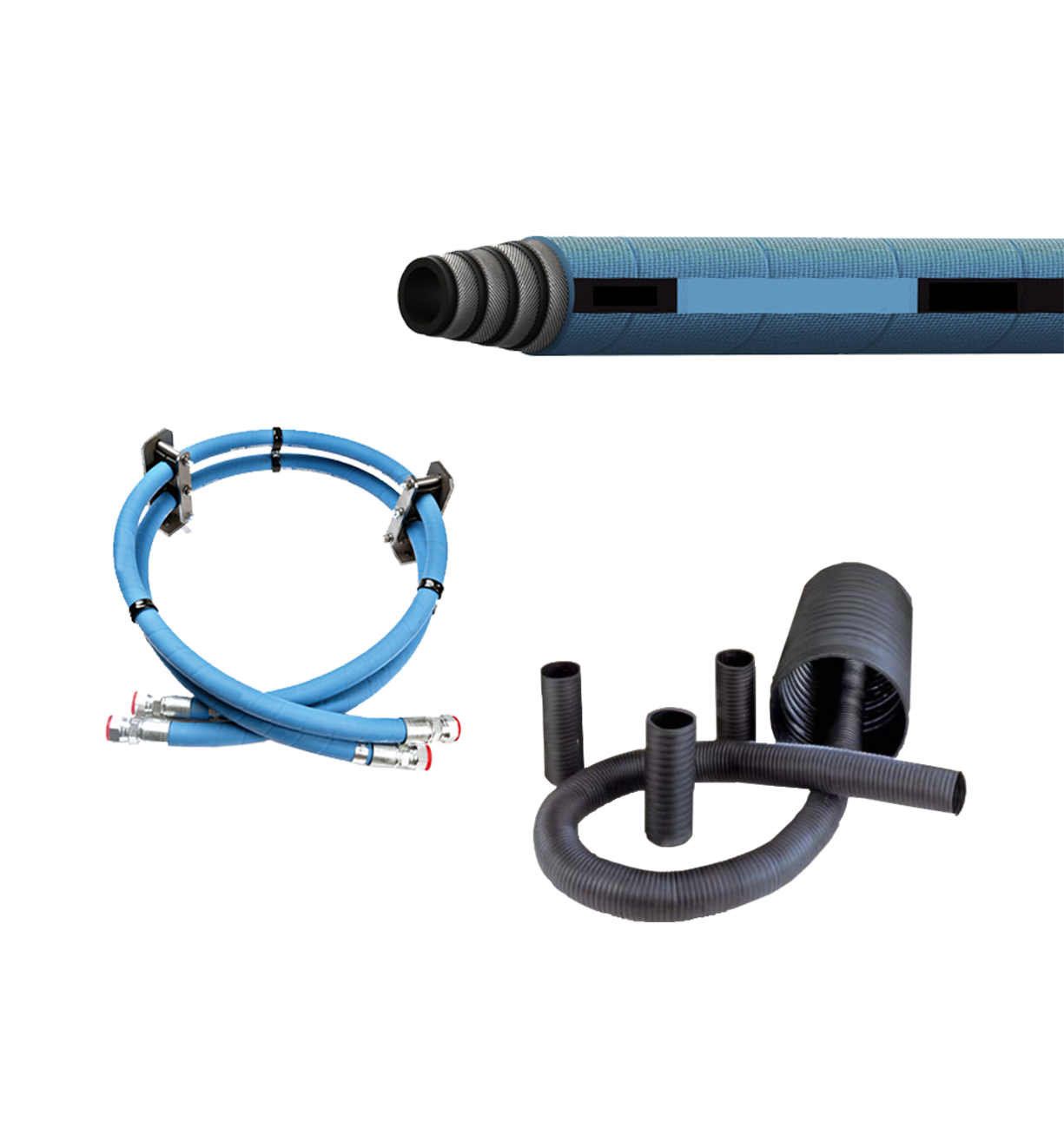 Collage of PDI fuel hose, oil hose and vent hose