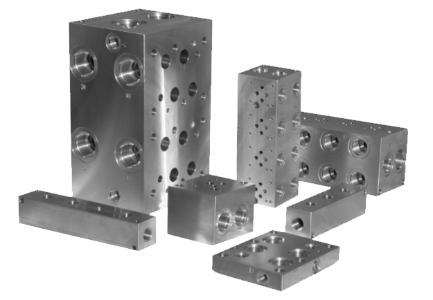 Group of steel hydraulic bar manifolds