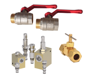 Collage of ball, needle and flow control hydraulic valves