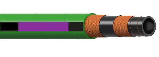 Green industrial chemical hose for transferring acids, solvents, sprays, pesticides paint or any other chemical