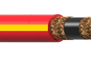 Red and yellow industrial steam hose for high temperatures