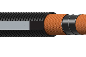 Black industrial material handling hose for dry bulk, hot air blower hose, sand, gravel and dry cement