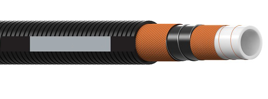 Black industrial material handling hose for dry bulk, hot air blower hose, sand, gravel and dry cement